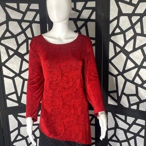 Elegant Red Floral Women's Top